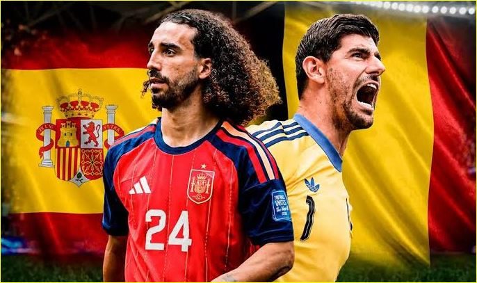 تعادل مثير 1-1 بين إسبانيا وبلجيكا في نهاية الشوط الأول بربع نهائي كأس العالم