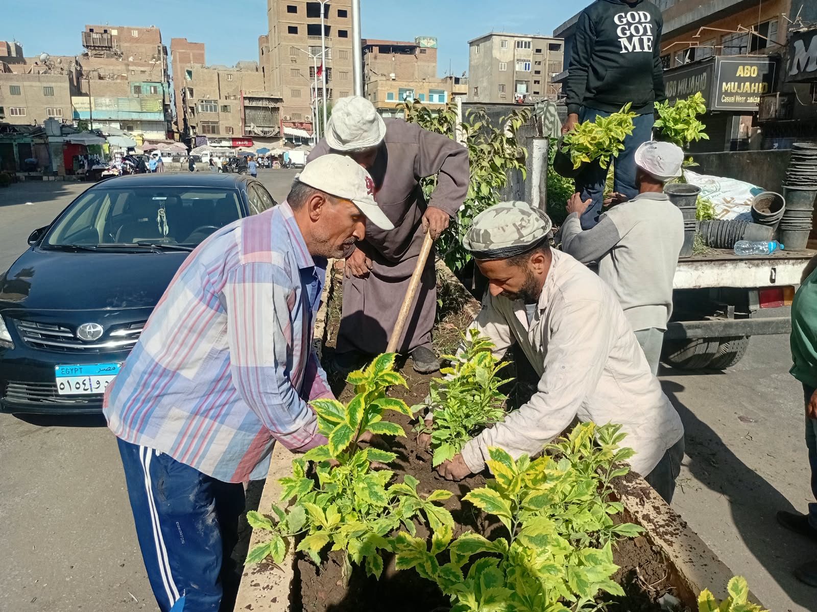 لتحسين المشهد الحضاري والجمالي.. زراعة أحواض الزهور بشارع العامل الأول حي امبابة "صور"